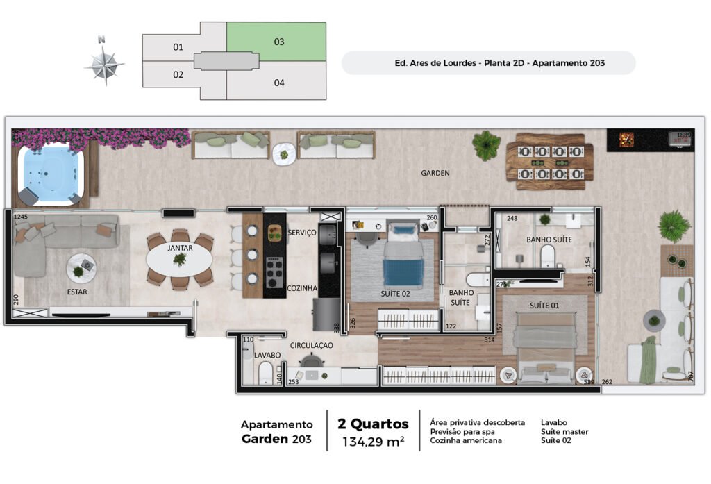 Planta residencial no Ares de Lourdes