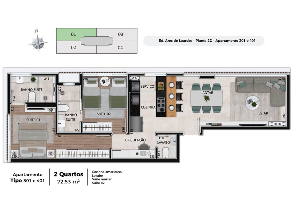 Planta residencial no Ares de Lourdes