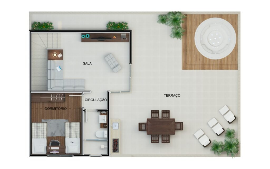 Planta baixa de unidade do Quintessence