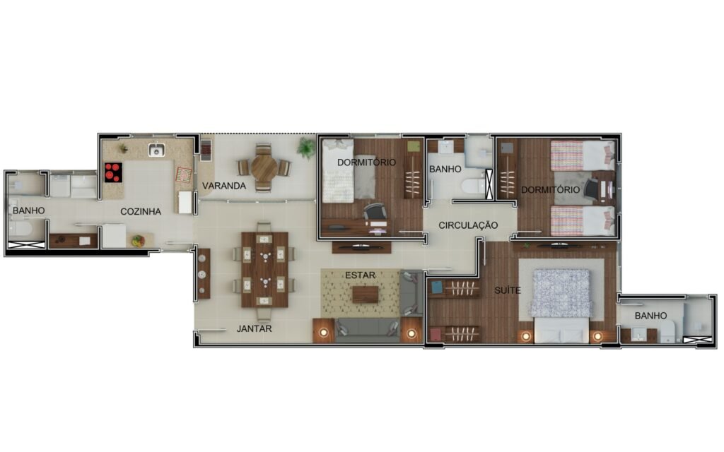 Planta de apartamento tipo do Quintessence