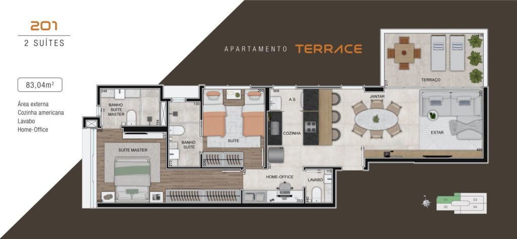 Planta baixa de apartamento do AVA Funcionários