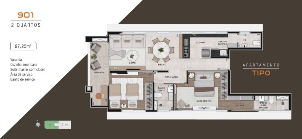 Planta de apartamento no bairro Funcionários em Belo Horizonte